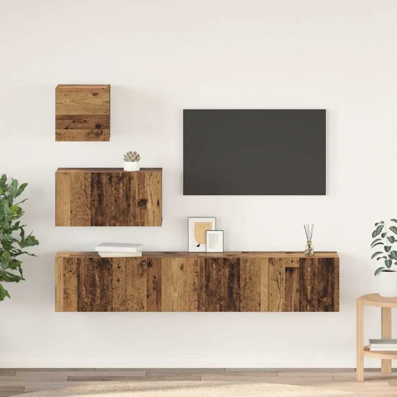 TV spintelių komplektas 4 pcs Senovinis medis Apdirbta mediena