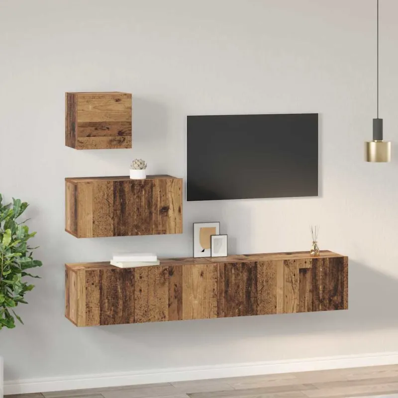 TV spintelių komplektas 4 pcs Senovinis medis Apdirbta mediena