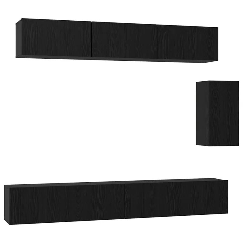 TV spintelių komplektas 6 pcs Juodas ąžuolas Apdirbta mediena