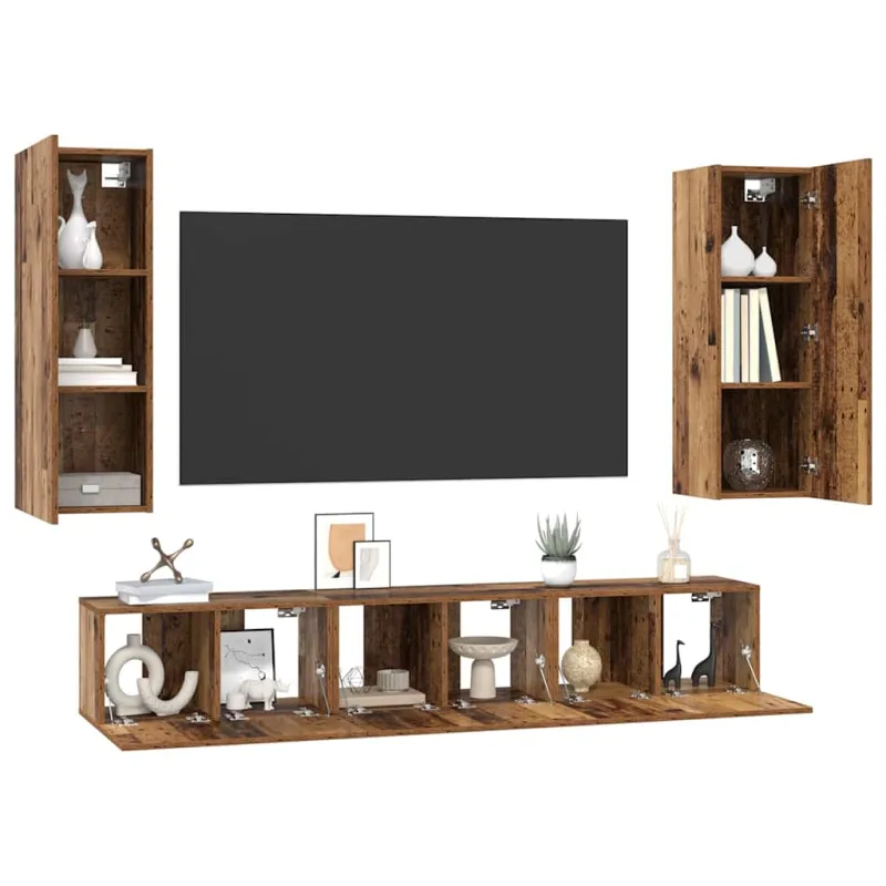 TV spintelių komplektas 5 pcs Senovinis medis Apdirbta mediena