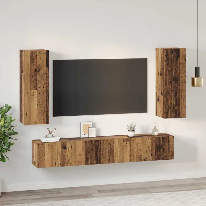 TV spintelių komplektas 5 pcs Senovinis medis Apdirbta mediena