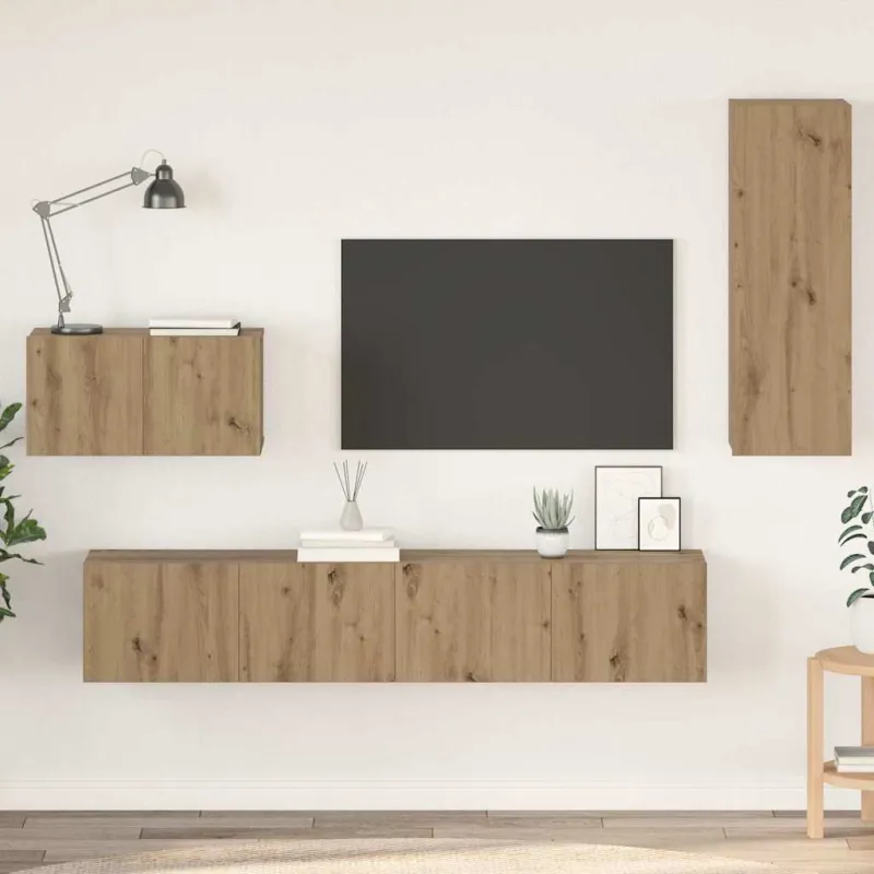 Sieninis televizoriaus stovas 4 pcs Amatininkų ąžuolas