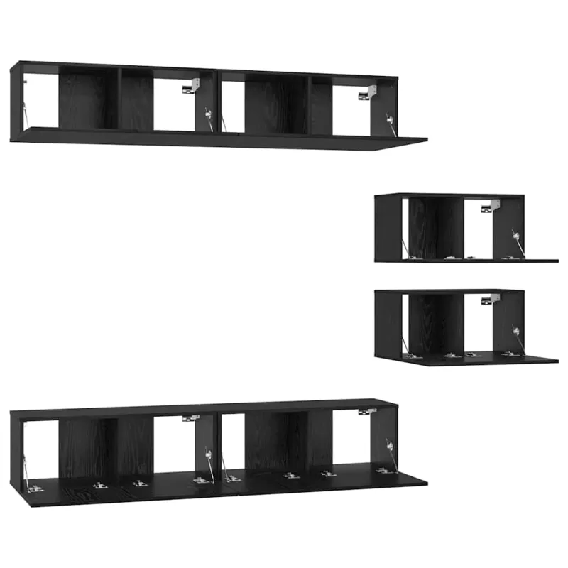 TV spintelių komplektas 6 pcs Juodas ąžuolas Apdirbta mediena