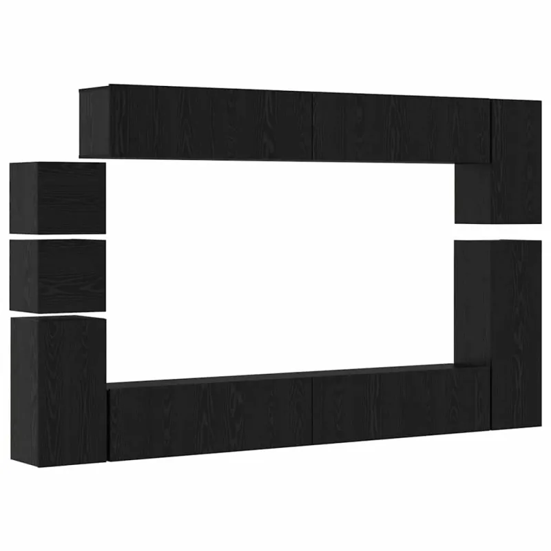 TV spintelių komplektas 9 pcs Juodas ąžuolas Apdirbta mediena