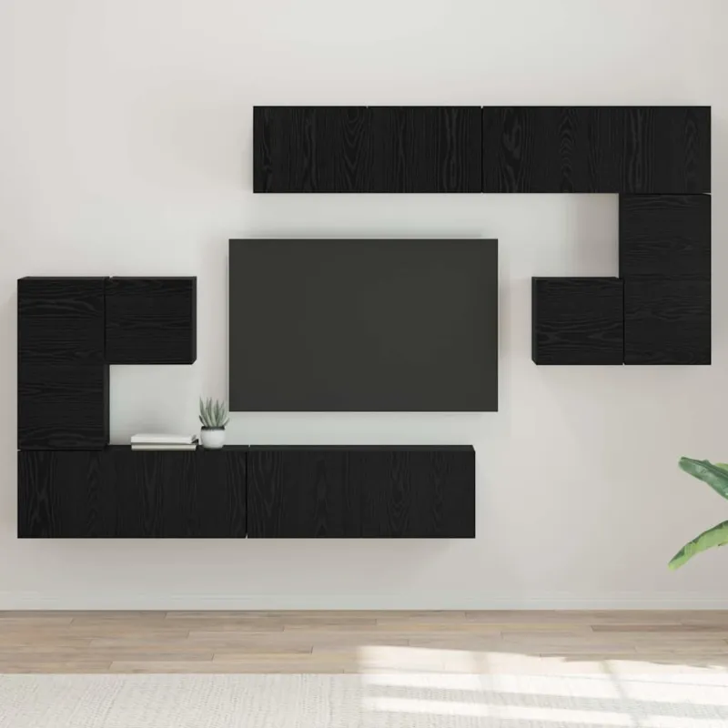 TV vienetai 4 pcs Juodas ąžuolas Apdirbta mediena