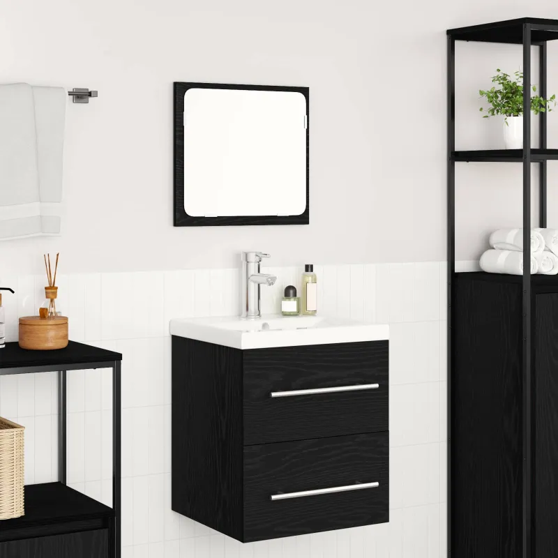 Vonios baldų rinkinys 2 pcs Juodas ąžuolas Apdirbta mediena