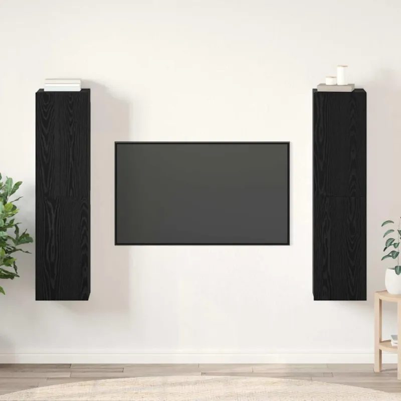TV spintelių komplektas Juodas ąžuolas Apdirbta mediena