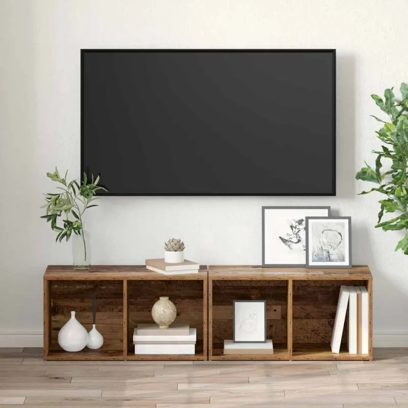 TV spintelių komplektas 2 pcs Senovinis medis 37 x 35 x 72 cm
