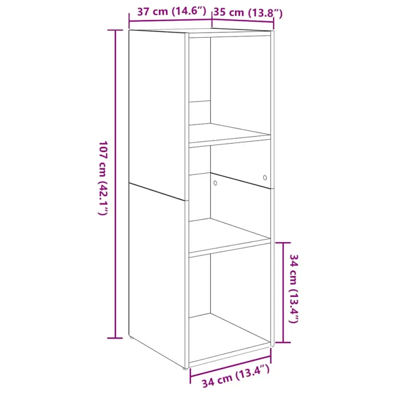TV spintelių komplektas 4 pcs Juodas ąžuolas 37 x 35 x 107 cm