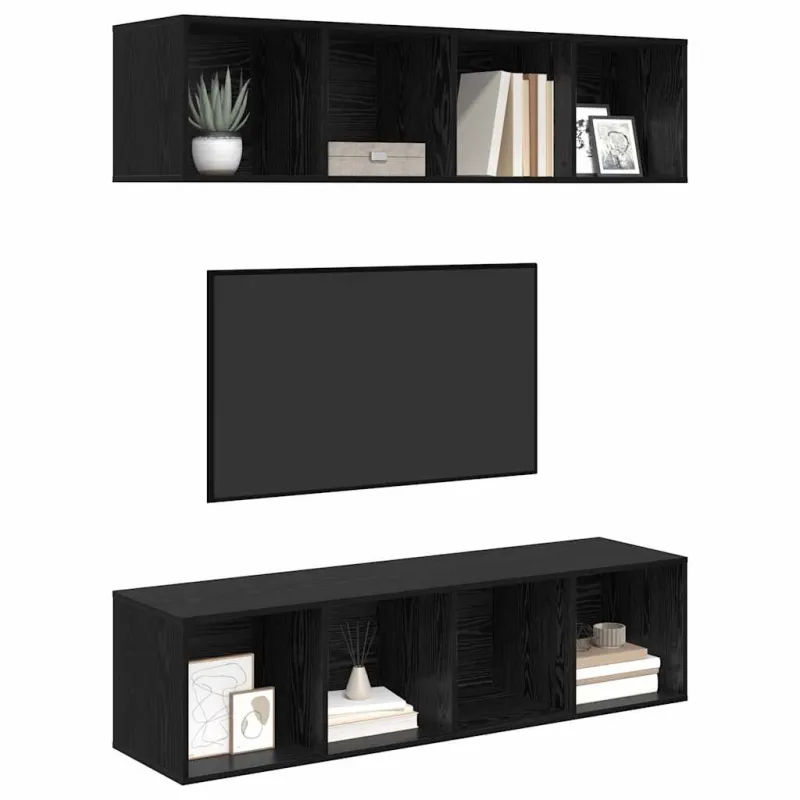 TV spintelių komplektas 2 pcs Juodas ąžuolas 37 x 37 x 142,5 cm
