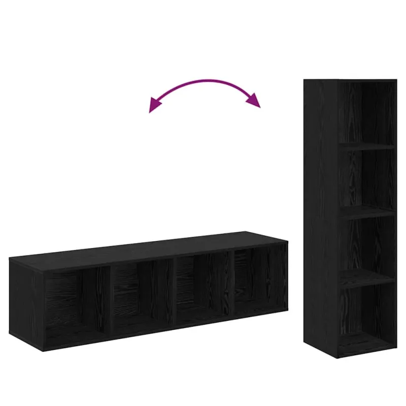TV spintelių komplektas 2 pcs Juodas ąžuolas 37 x 37 x 142,5 cm