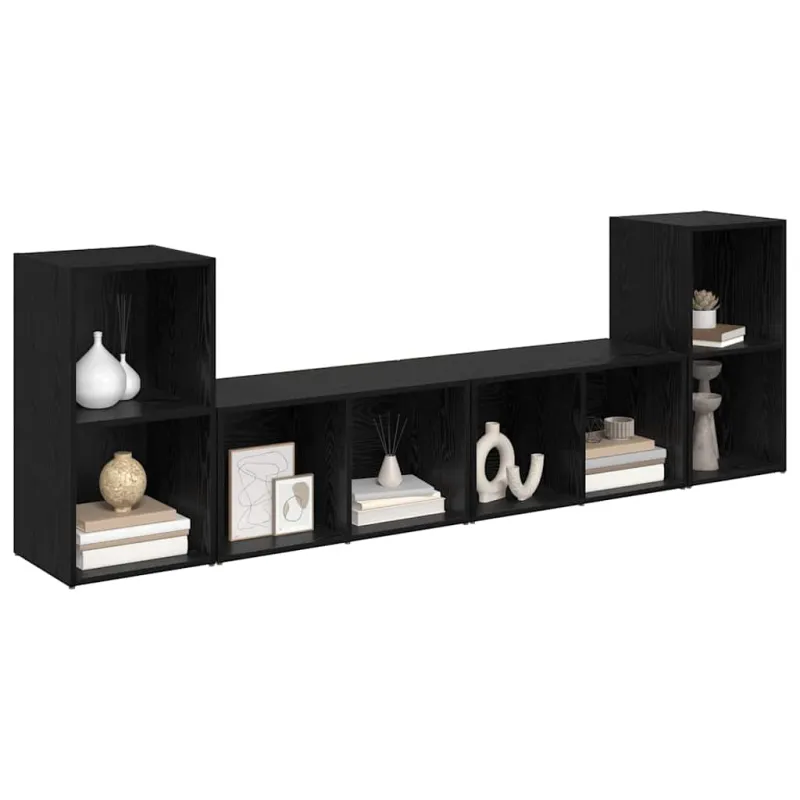 TV spintelių komplektas 4 pcs Juodas ąžuolas 37 x 37 x 72 cm