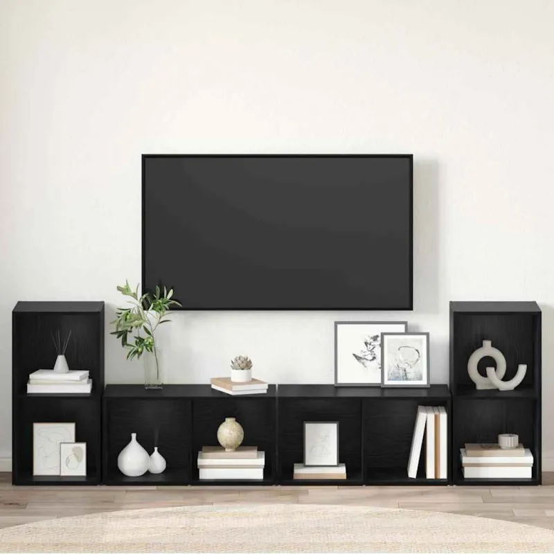 TV spintelių komplektas 4 pcs Juodas ąžuolas 37 x 37 x 72 cm