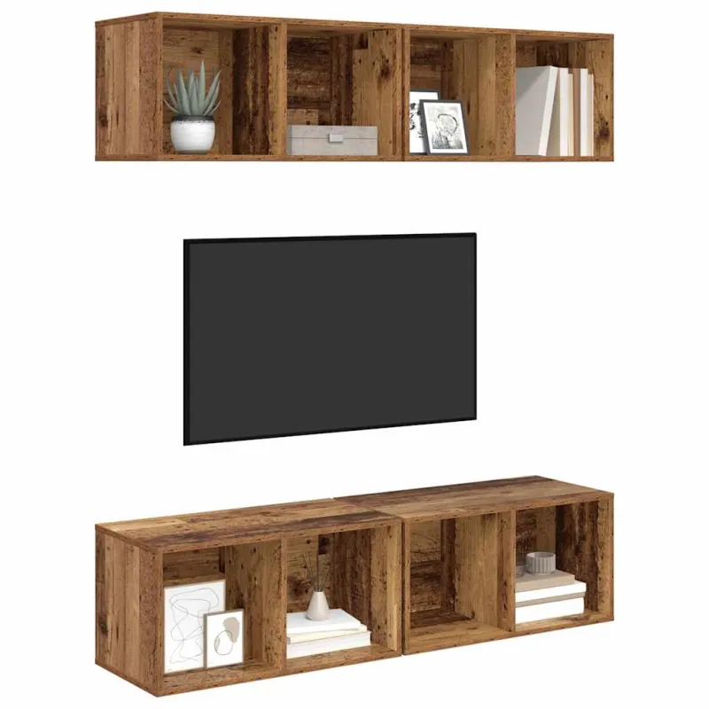 TV spintelių komplektas 4 pcs Senovinis medis 37 x 37 x 72 cm