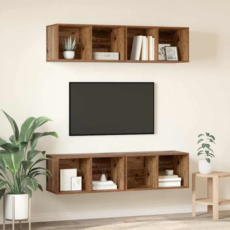 TV spintelių komplektas 4 pcs Senovinis medis 37 x 37 x 72 cm