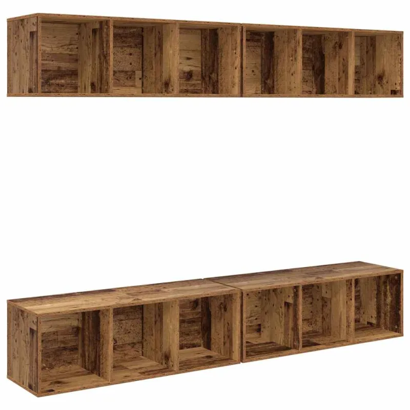 TV spintelių komplektas 4 pcs Senovinis medis 37 x 37 x 107 cm