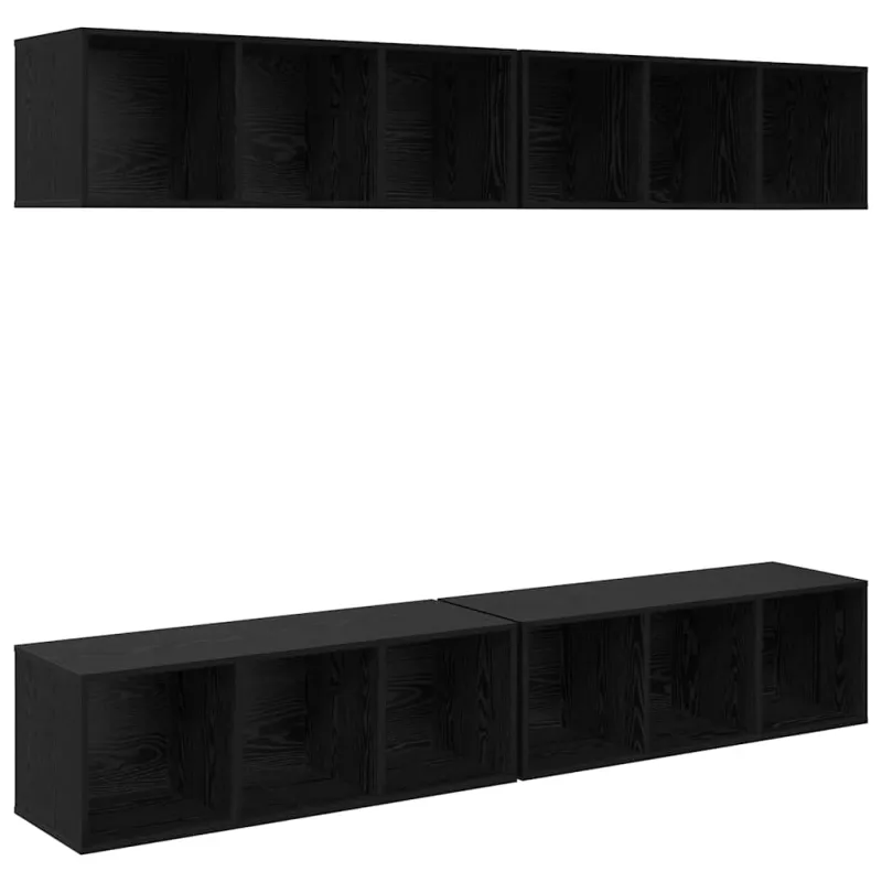 TV spintelių komplektas 4 pcs Juodas ąžuolas 37 x 37 x 107 cm