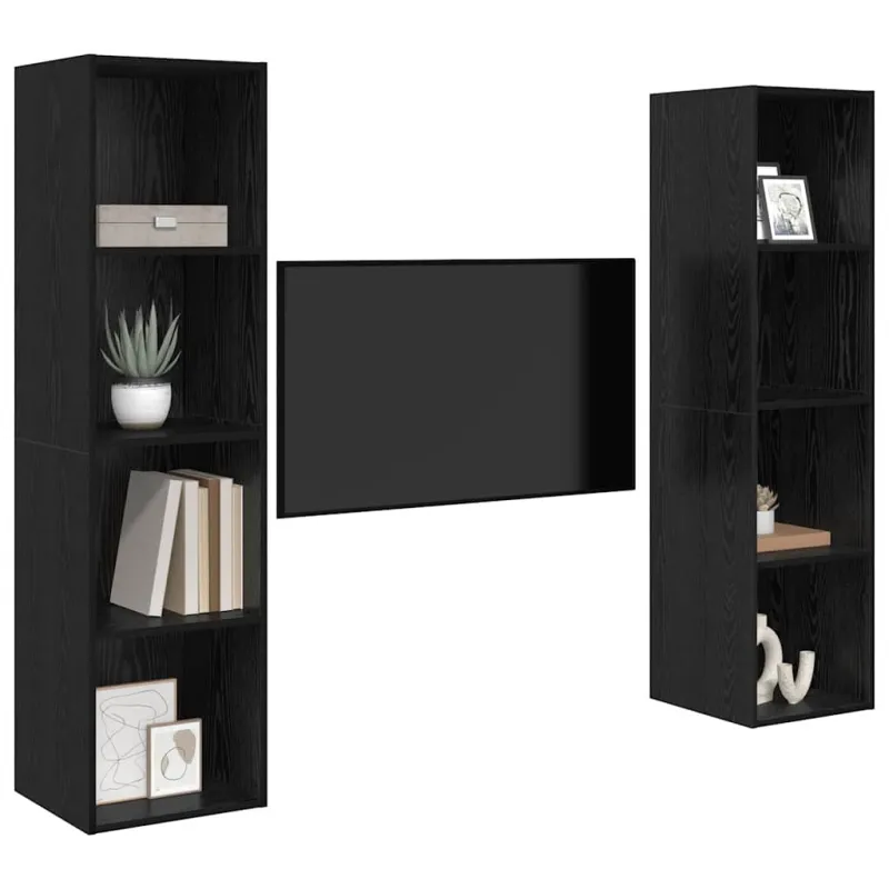 TV spintelių komplektas 2 pcs Juoda 37 x 37 x 142,5 cm