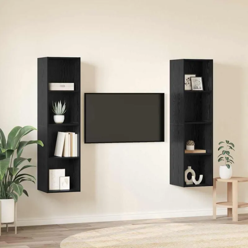 TV spintelių komplektas 2 pcs Juoda 37 x 37 x 142,5 cm
