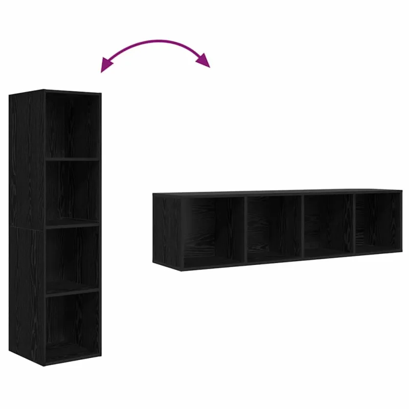 TV spintelių komplektas 2 pcs Juoda 37 x 37 x 142,5 cm