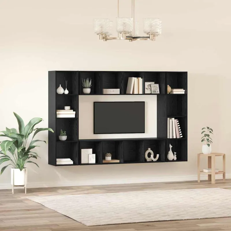 TV spintelių komplektas 4 pcs Juoda 37 x 37 x 142,5 cm