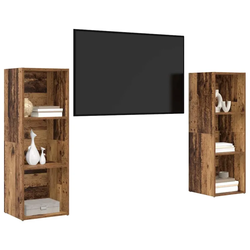 TV spintelių komplektas 2 pcs Senovinis medis 107 x 35 x 37 cm