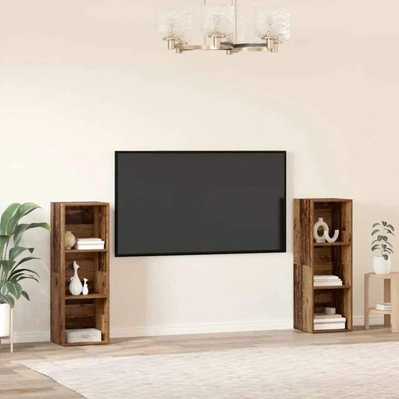 TV spintelių komplektas 2 pcs Senovinis medis 107 x 35 x 37 cm