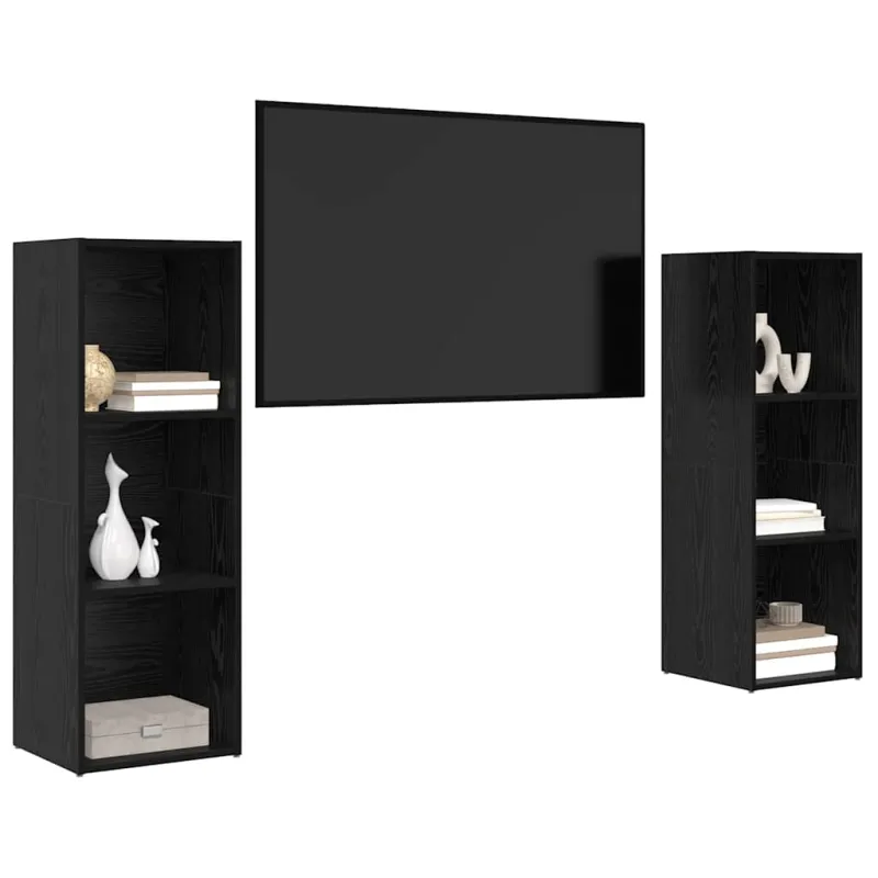 TV spintelių komplektas 2 pcs Juodas ąžuolas 107 x 35 x 37 cm