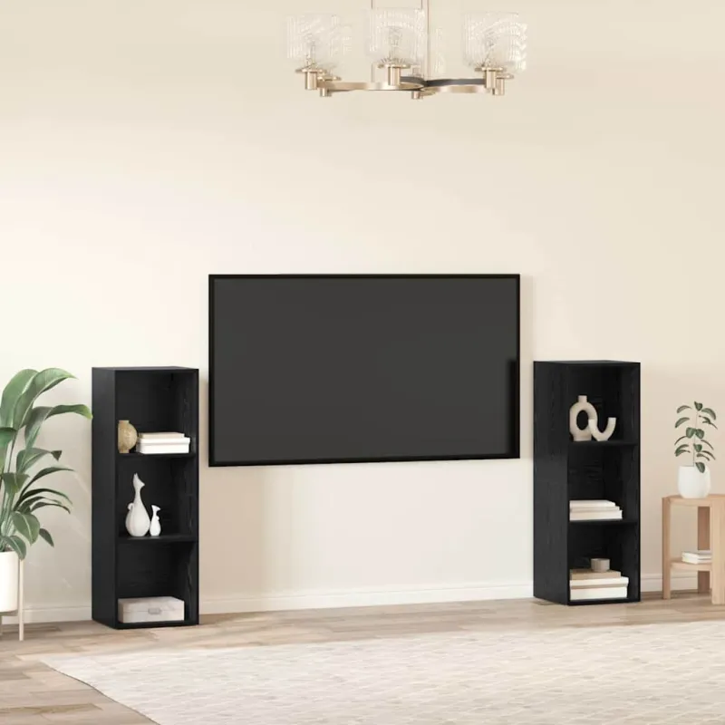 TV spintelių komplektas 2 pcs Juodas ąžuolas 107 x 35 x 37 cm