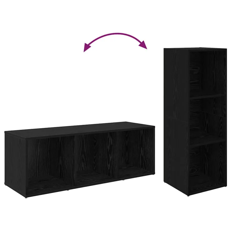 TV spintelių komplektas 2 pcs Juodas ąžuolas 107 x 35 x 37 cm