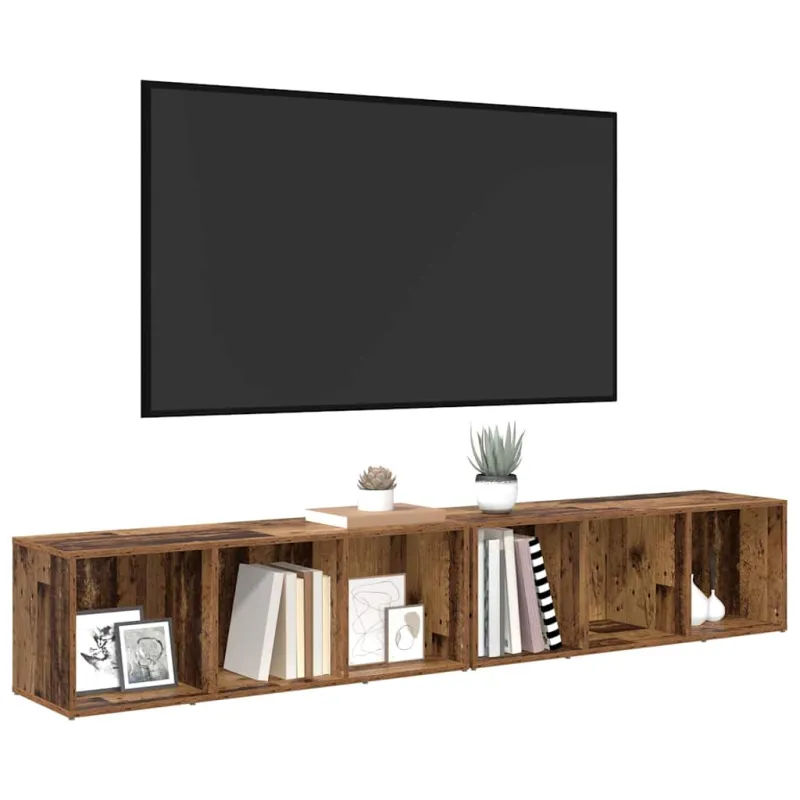 TV spintelių komplektas 2 pcs Senovinis medis 37 x 35 x 107cm