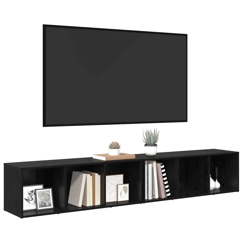 TV spintelių komplektas 2 pcs Juodas ąžuolas 37 x 35 x 107cm