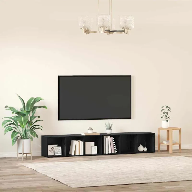 TV spintelių komplektas 2 pcs Juodas ąžuolas 37 x 35 x 107cm