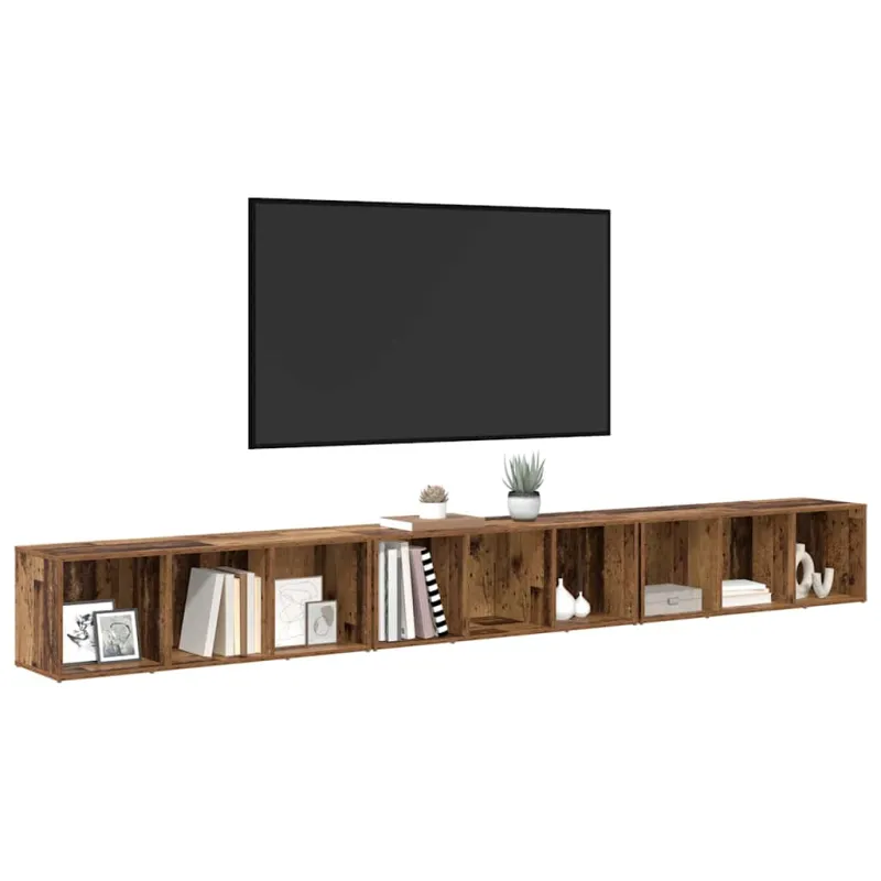 TV spintelių komplektas 3 pcs Senovinis medis 37 x 35 x 107 cm