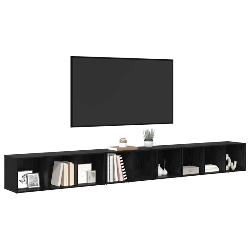 TV spintelių komplektas 3 pcs Juodas ąžuolas 37 x 35 x 107 cm