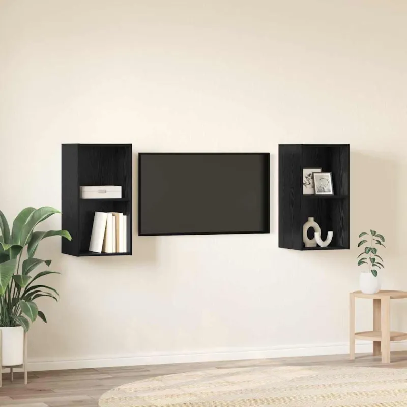 TV spintelių komplektas 2 pcs Juodas ąžuolas 37 x 37 x 72 cm