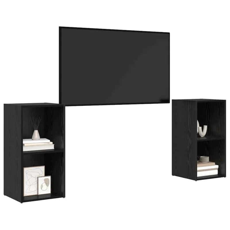 TV spintelių komplektas 2 pcs Juodas ąžuolas 72 x 35 x 36,5 cm