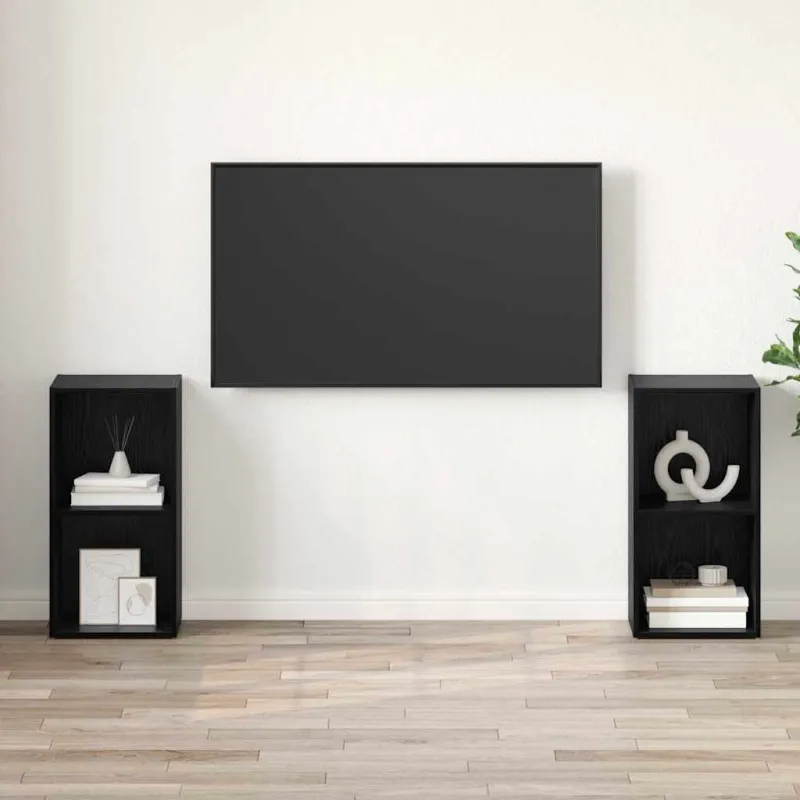TV spintelių komplektas 2 pcs Juodas ąžuolas 72 x 35 x 36,5 cm