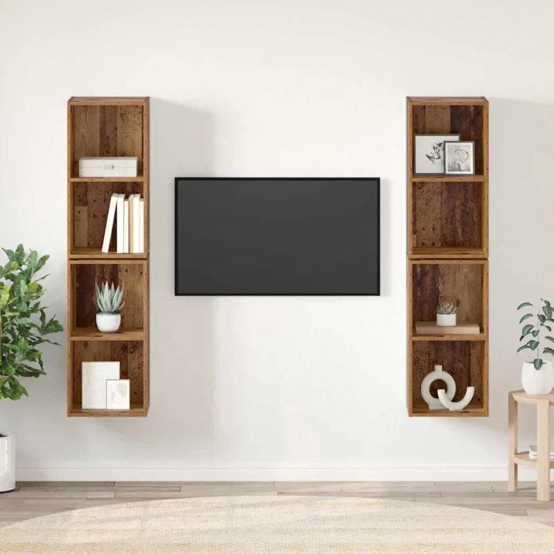 TV spintelių komplektas 4 pcs Senovinis medis 37 x 37 x 72 cm