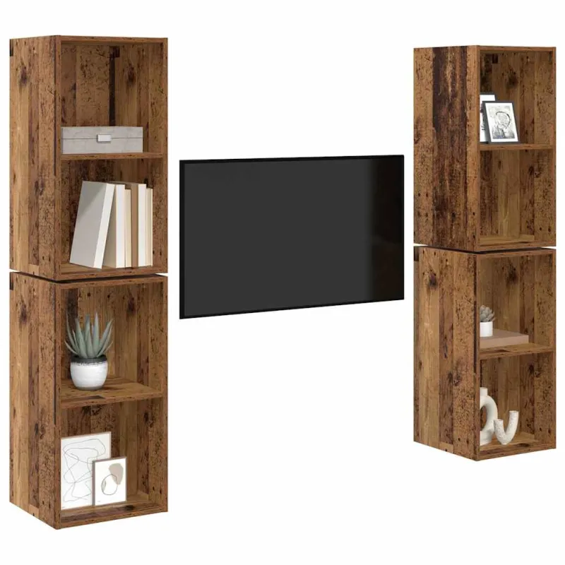 TV spintelių komplektas 4 pcs Senovinis medis 37 x 37 x 72 cm