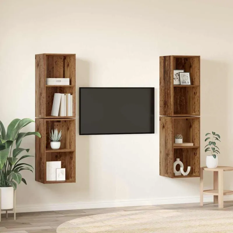 TV spintelių komplektas 4 pcs Senovinis medis 37 x 37 x 72 cm