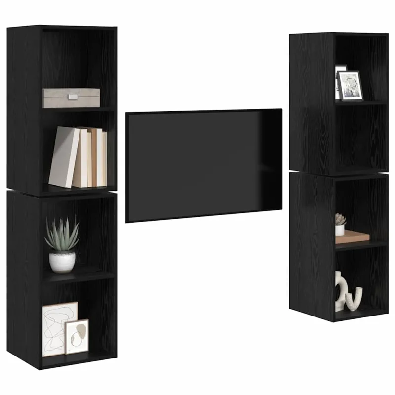 TV spintelių komplektas 4 pcs Juodas ąžuolas 37 x 37 x 72 cm
