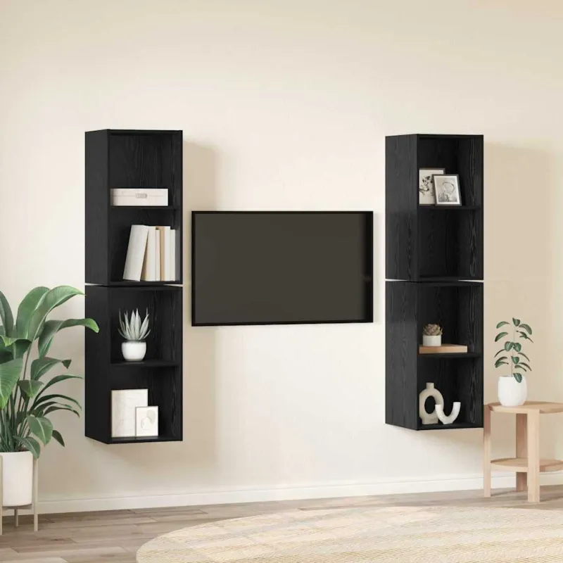 TV spintelių komplektas 4 pcs Juodas ąžuolas 37 x 37 x 72 cm