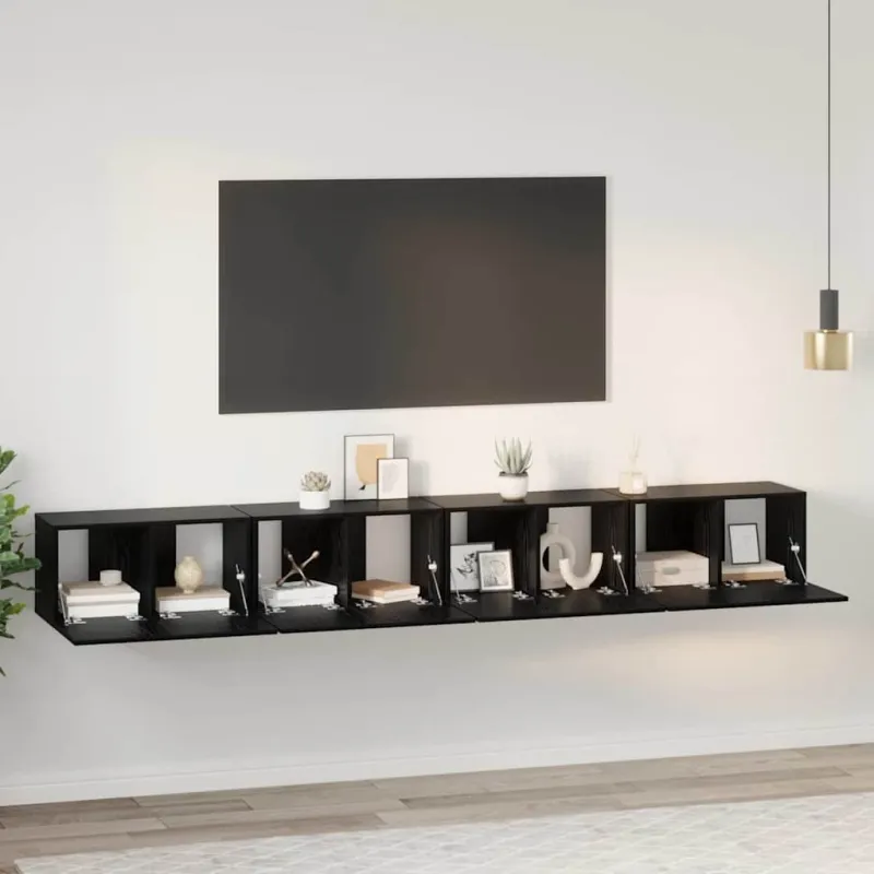 TV spintelių komplektas 4 pcs Juodas ąžuolas 60 x 30 x 30 cm