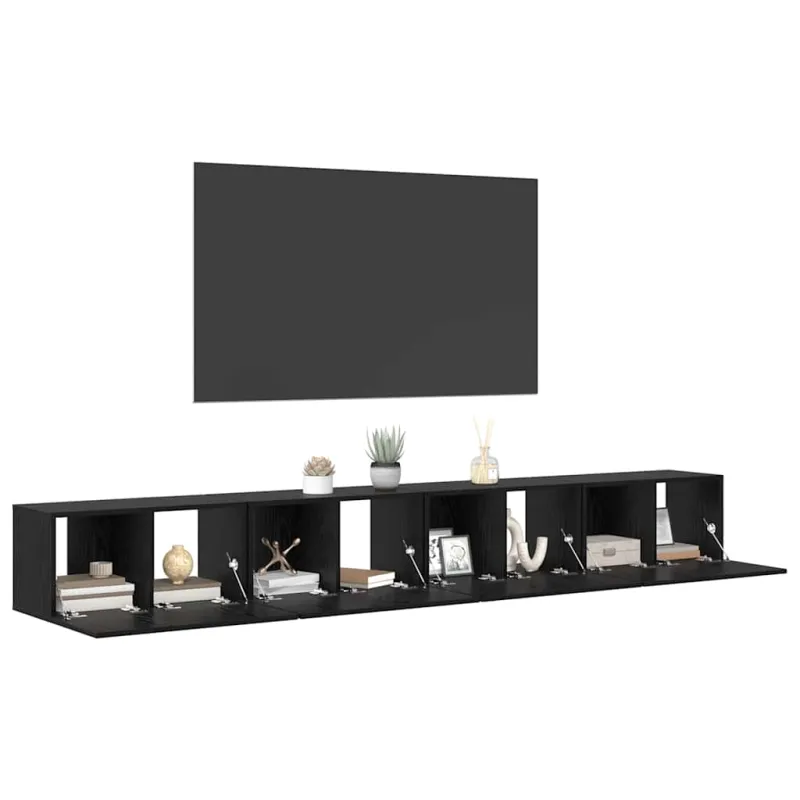 TV spintelių komplektas 4 pcs Juodas ąžuolas 60 x 30 x 30 cm