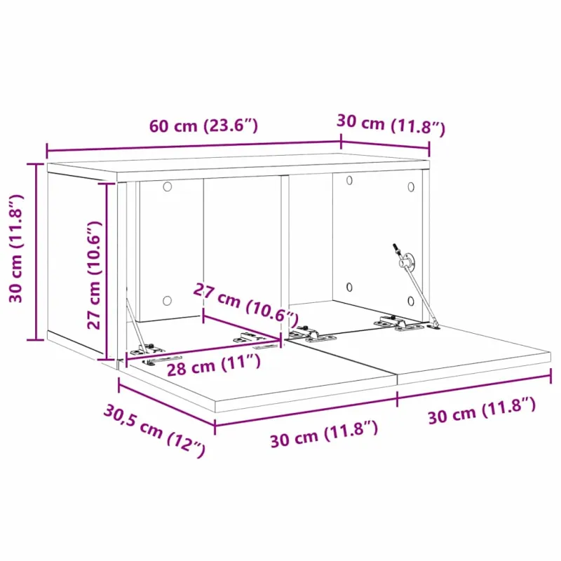 TV spintelių komplektas 4 pcs Juodas ąžuolas 60 x 30 x 30 cm