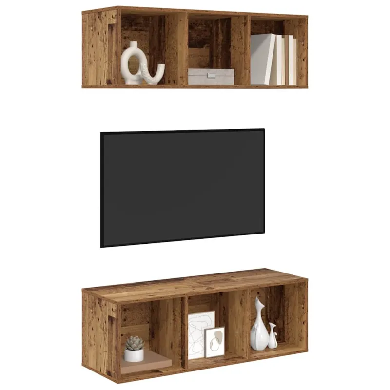 TV spintelių komplektas 2 pcs Senovinis medis 37 x 37 x 107 cm