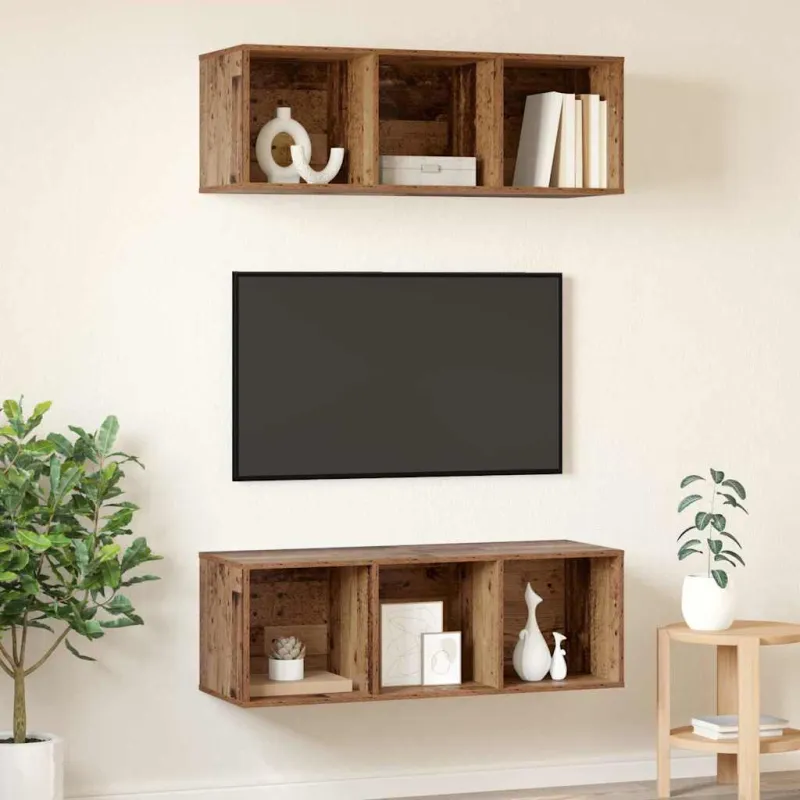 TV spintelių komplektas 2 pcs Senovinis medis 37 x 37 x 107 cm