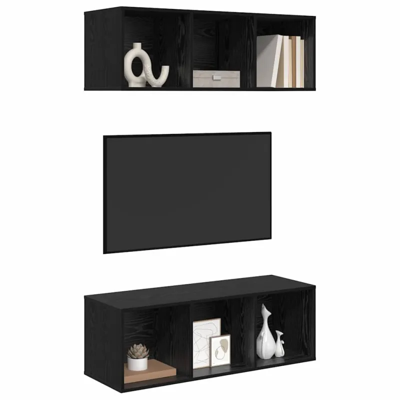 TV spintelių komplektas 2 pcs Juodas ąžuolas 37 x 37 x 107 cm