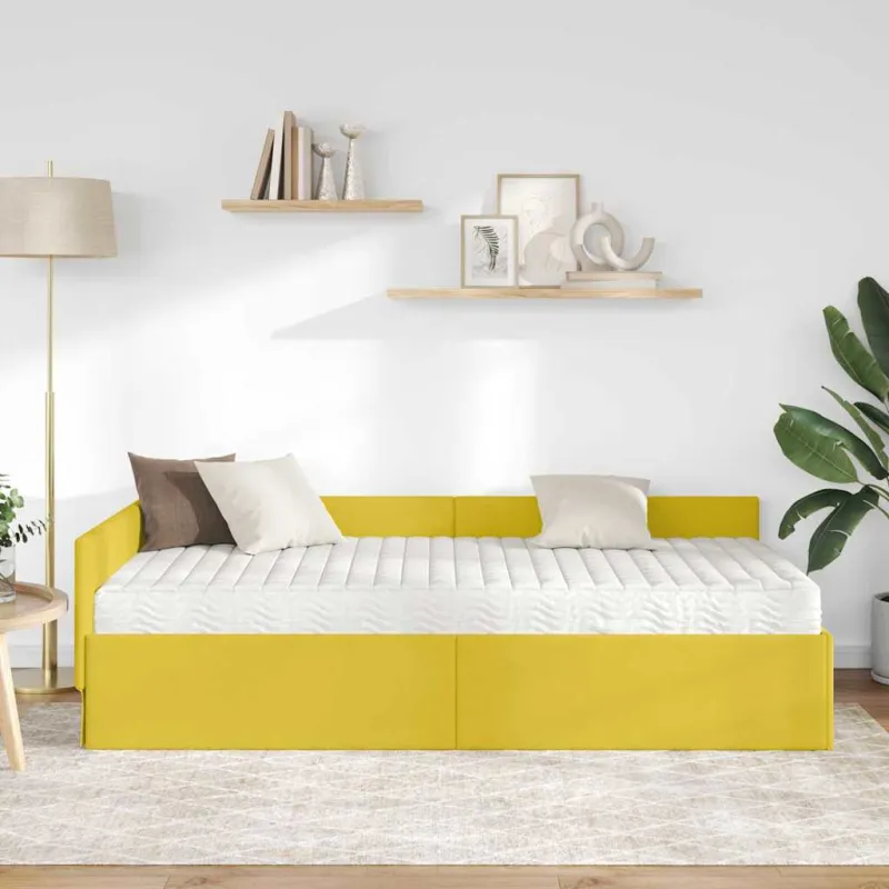 Kampinė lovos konstrukcija su čiužiniu Kita 2 pcs Žalia Aksomas